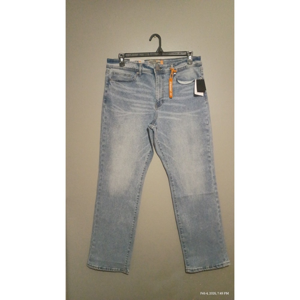 New 34x32 Straight Fit Mens Blue Jeans Truth + Triumph Kohls Ultra Stretch‎ Tech